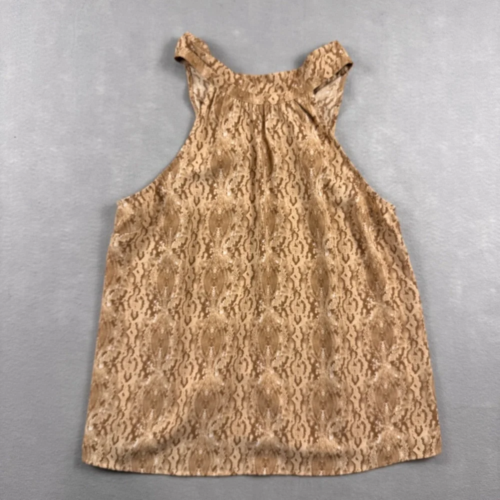 Goldray Halter Top Snakeskin Print Tie Back Tan Womens Size XLARGE Swing - Picture 1 of 9